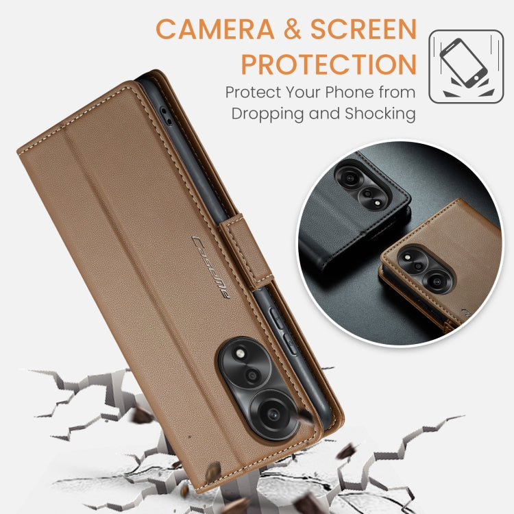 For OPPO A78 4G CaseMe 023 Butterfly Buckle Litchi Texture RFID Anti-theft Leather Phone Case(Brown) - OPPO Cases by CaseMe | Online Shopping UK | buy2fix