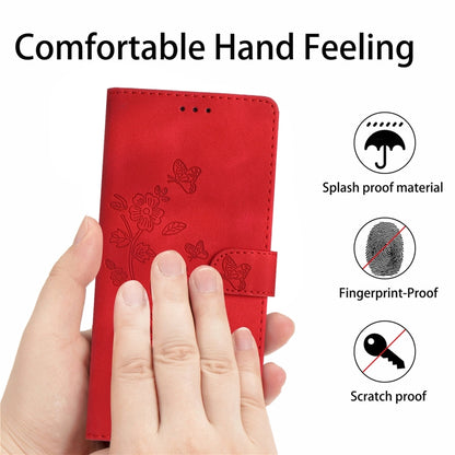 For iPhone 16 Pro Max Flower Butterfly Embossing Pattern Leather Phone Case(Red) - iPhone 16 Pro Max Cases by buy2fix | Online Shopping UK | buy2fix