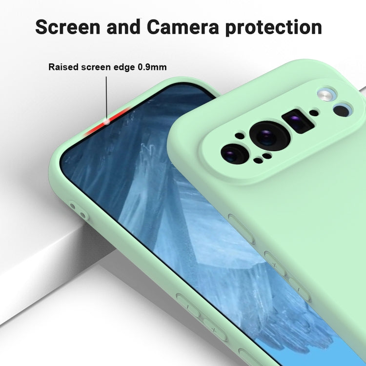 For Google Pixel 9 Pro Pure Color Liquid Silicone Shockproof Phone Case(Green) - Google Cases by buy2fix | Online Shopping UK | buy2fix