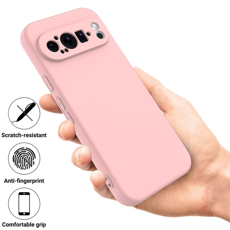 For Google Pixel 9 Pro Pure Color Liquid Silicone Shockproof Phone Case(Pink) - Google Cases by buy2fix | Online Shopping UK | buy2fix