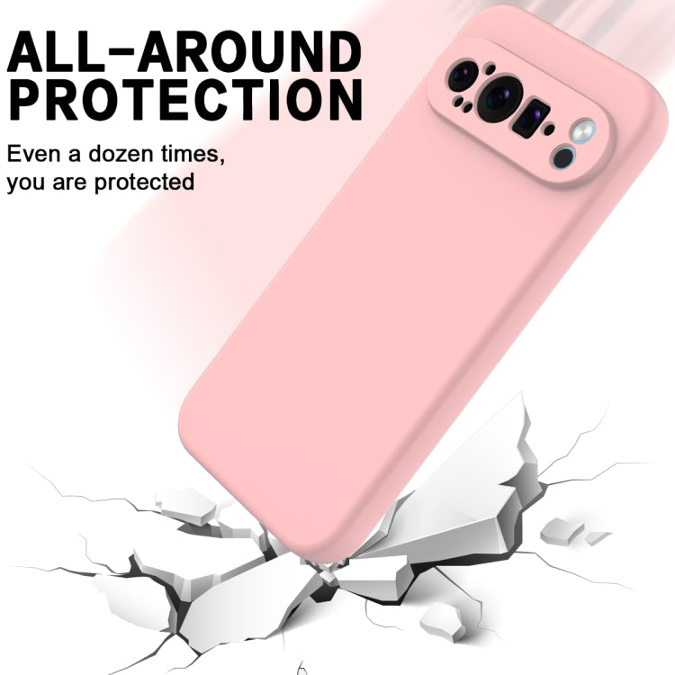 For Google Pixel 9 Pro Pure Color Liquid Silicone Shockproof Phone Case(Pink) - Google Cases by buy2fix | Online Shopping UK | buy2fix