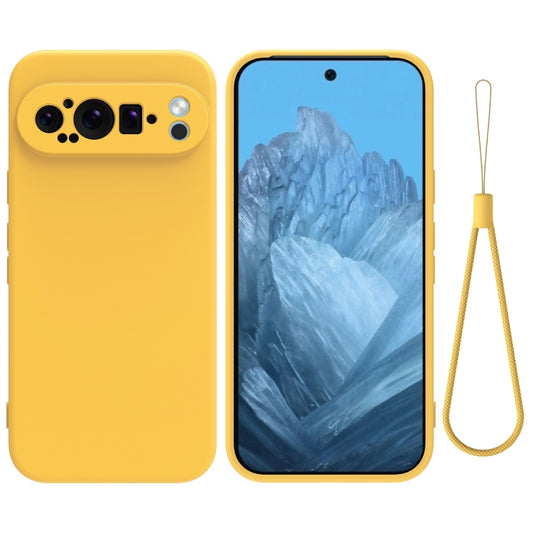 For Google Pixel 9 Pro XL Pure Color Liquid Silicone Shockproof Phone Case(Yellow) - Google Cases by buy2fix | Online Shopping UK | buy2fix