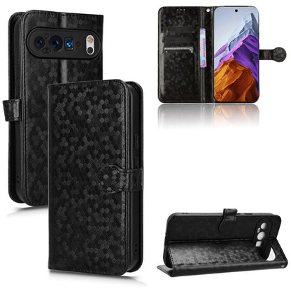 For Google Pixel 9 Honeycomb Dot Texture Leather Phone Case(Black) - Google Cases by buy2fix | Online Shopping UK | buy2fix