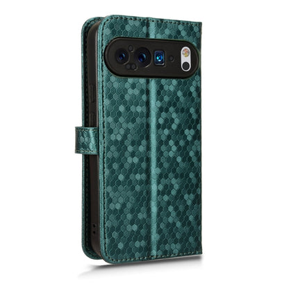 For Google Pixel 9 Honeycomb Dot Texture Leather Phone Case(Green) - Google Cases by buy2fix | Online Shopping UK | buy2fix