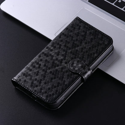 For Google Pixel 9 Pro XL Honeycomb Dot Texture Leather Phone Case(Black) - Google Cases by buy2fix | Online Shopping UK | buy2fix