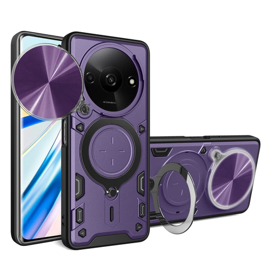 For Xiaomi Redmi A3 CD Texture Sliding Camshield Magnetic Holder Phone Case(Purple) - Xiaomi Cases by buy2fix | Online Shopping UK | buy2fix