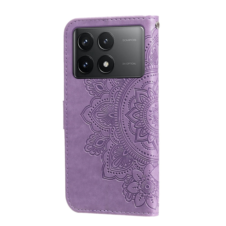 For Xiaomi Redmi K70 / K70 Pro 7-petal Flowers Embossing Leather Phone Case(Light Purple) - K70 Pro Cases by buy2fix | Online Shopping UK | buy2fix