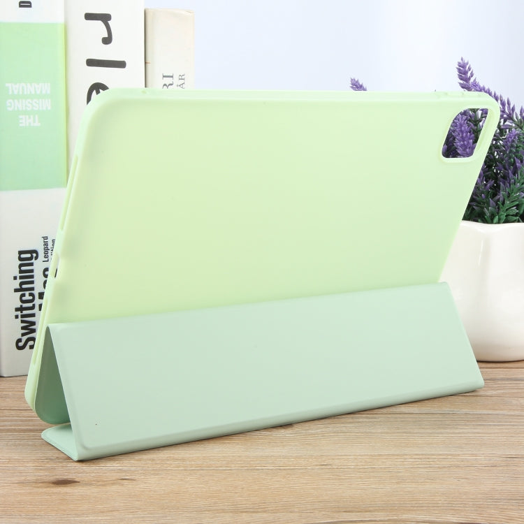 For iPad Pro 11 2024 GEBEI 3-folding Holder Shockproof Flip Leather Tablet Case(Green) - iPad Pro 11 2024 Cases by GEBEI | Online Shopping UK | buy2fix