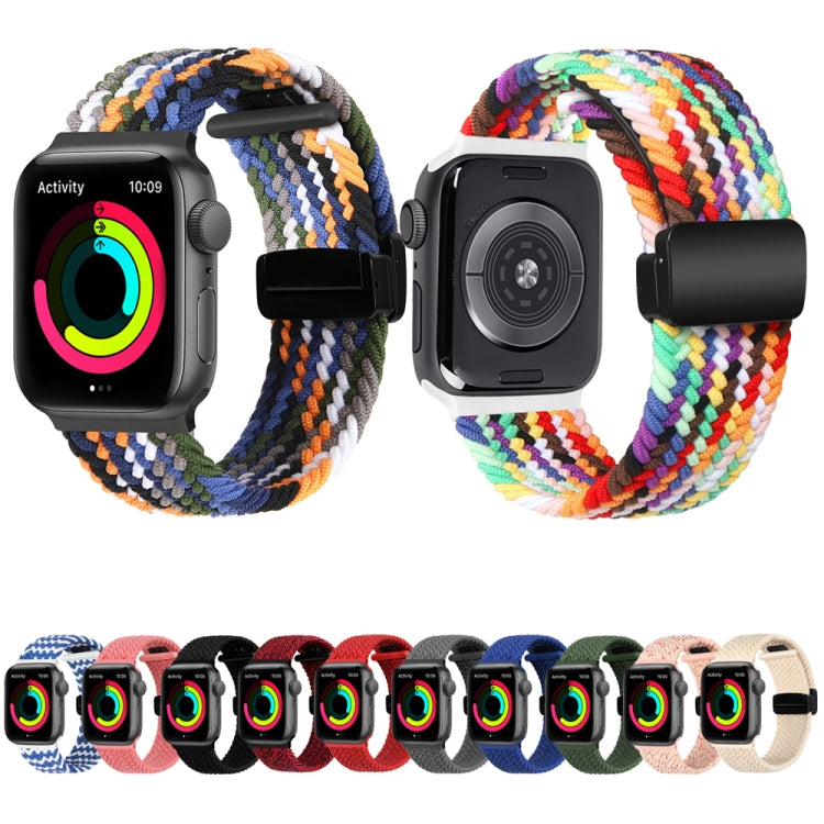 Magnetic Fold Clasp Woven Watch Band For Apple Watch 7 41mm(Rainbow Color) - Watch Bands by buy2fix | Online Shopping UK | buy2fix