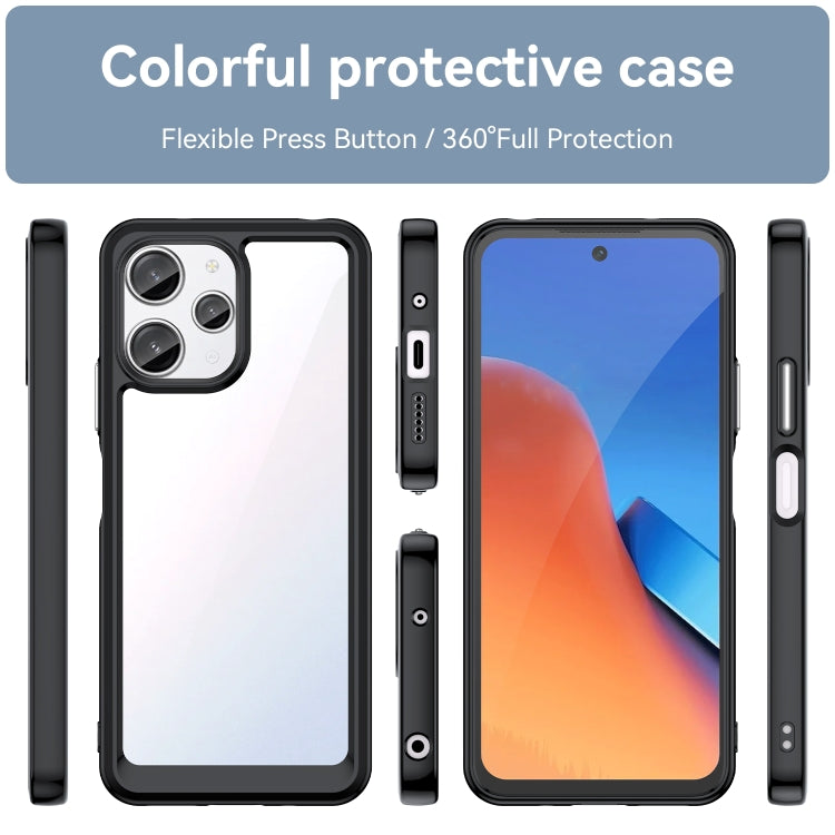 For Xiaomi Redmi 12 5G Colorful Series Acrylic Hybrid TPU Phone Case(Black) - Xiaomi Cases by buy2fix | Online Shopping UK | buy2fix