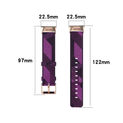 For Fitbit Charge 4 / Charge 3 / Charge 3 SE Stainless Steel Head Grain Nylon Denim Replacement Strap Watchband(Pink) - Watch Bands by buy2fix | Online Shopping UK | buy2fix