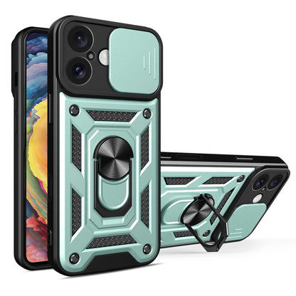 For iPhone 16 Plus Sliding Camera Cover Design TPU+PC Phone Case(Green) - iPhone 16 Plus Cases by buy2fix | Online Shopping UK | buy2fix