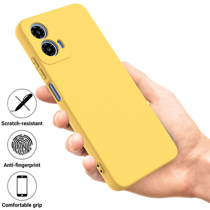 For Motorola Moto G34 Pure Color Liquid Silicone Shockproof Phone Case(Yellow) - Motorola Cases by buy2fix | Online Shopping UK | buy2fix