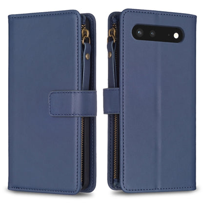 For Google Pixel 7 9 Card Slots Zipper Wallet Leather Flip Phone Case(Blue) - Google Cases by buy2fix | Online Shopping UK | buy2fix