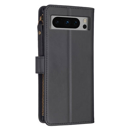 For Google Pixel 8 Pro 9 Card Slots Zipper Wallet Leather Flip Phone Case(Black) - Google Cases by buy2fix | Online Shopping UK | buy2fix