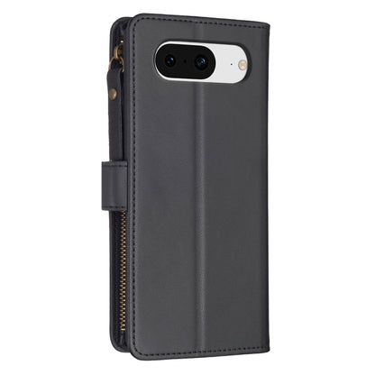 For Google Pixel 8 9 Card Slots Zipper Wallet Leather Flip Phone Case(Black) - Google Cases by buy2fix | Online Shopping UK | buy2fix