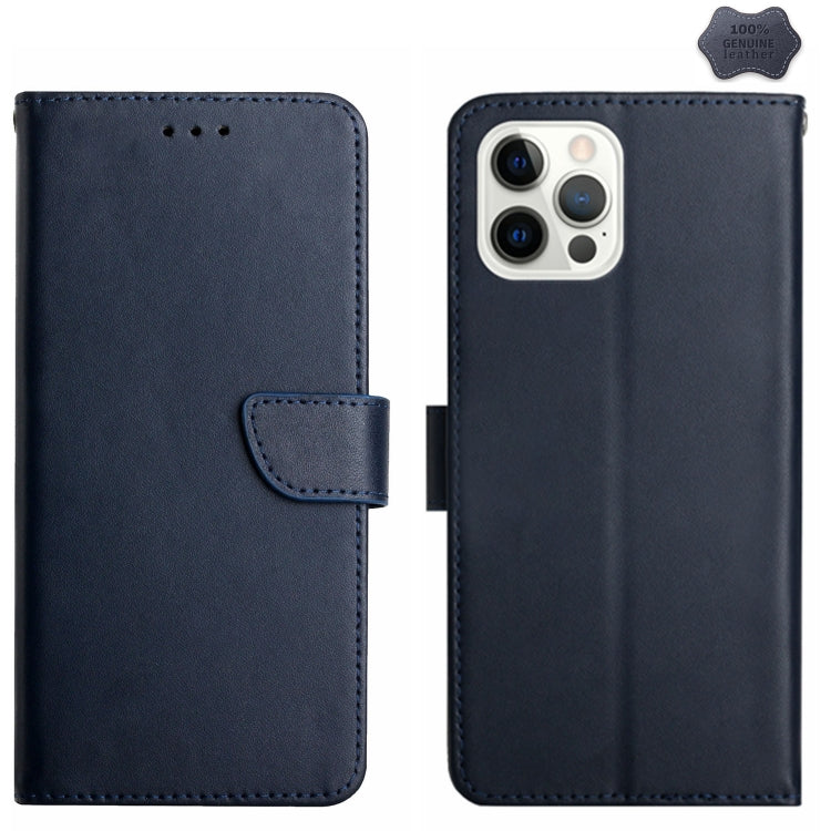 For iPhone 16 Pro Genuine Leather Fingerprint-proof Flip Phone Case(Blue) - iPhone 16 Pro Cases by buy2fix | Online Shopping UK | buy2fix