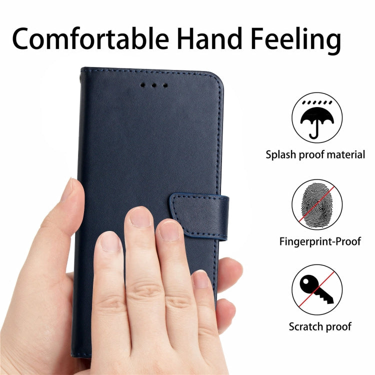 For iPhone 16 Pro Genuine Leather Fingerprint-proof Flip Phone Case(Blue) - iPhone 16 Pro Cases by buy2fix | Online Shopping UK | buy2fix