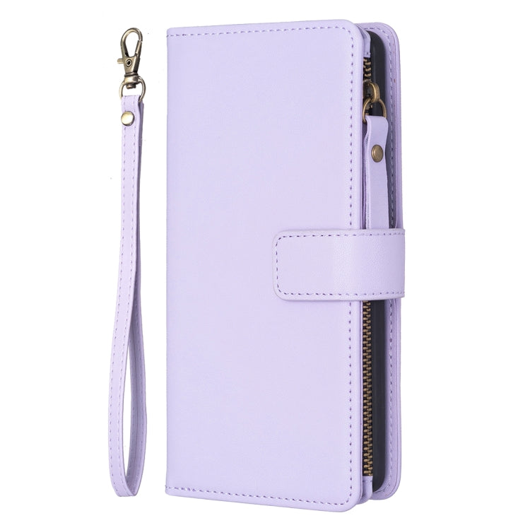 For Xiaomi 13 Pro 9 Card Slots Zipper Wallet Leather Flip Phone Case(Light Purple) - 13 Pro Cases by buy2fix | Online Shopping UK | buy2fix