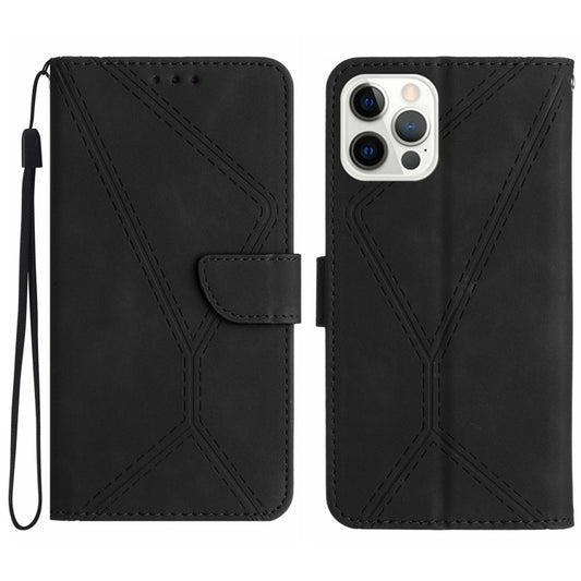 For iPhone 16 Pro Max Stitching Embossed Leather Phone Case(Black) - iPhone 16 Pro Max Cases by buy2fix | Online Shopping UK | buy2fix