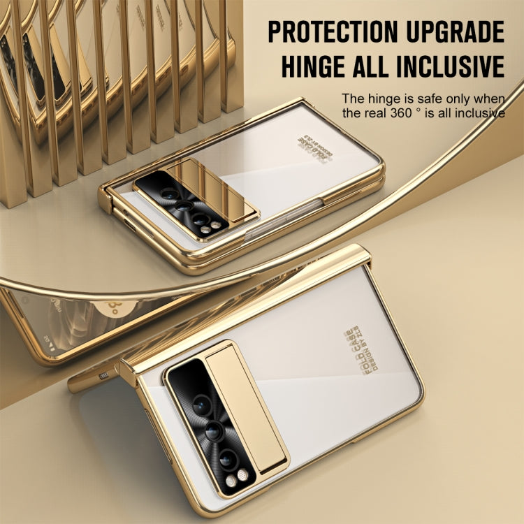 For Google Pixel Fold Integrated Electroplating Folding Phone Case with Hinge(Tyrant Gold) - Google Cases by buy2fix | Online Shopping UK | buy2fix