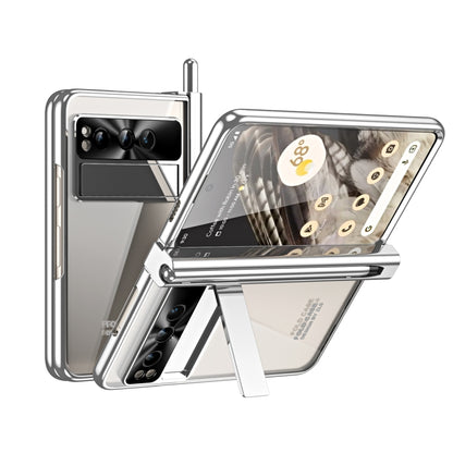 For Google Pixel Fold Integrated Electroplating Folding Phone Case with Pen Slot(Silver) - Google Cases by buy2fix | Online Shopping UK | buy2fix