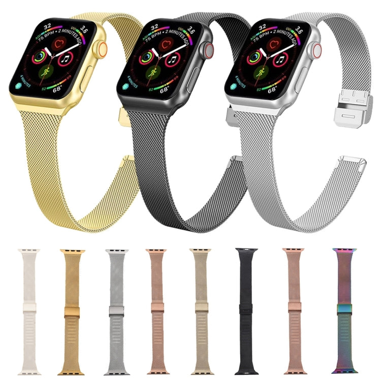 For Apple Watch Series 9&8&7 41mm / SE 3&SE 2&6&SE&5&4 40mm / 3&2&1 38mm Milanese Stainless Steel Watch Band(Black) - Watch Bands by buy2fix | Online Shopping UK | buy2fix