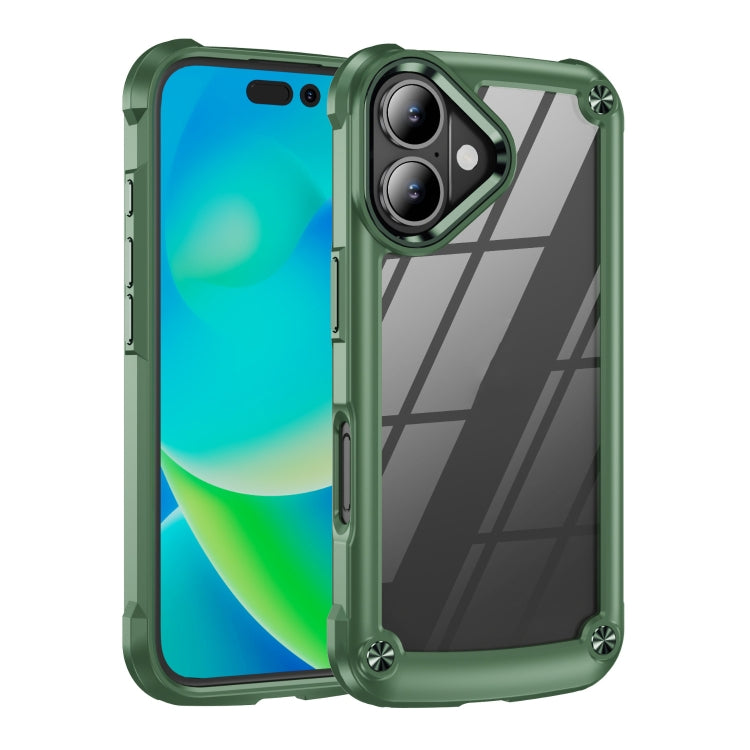 For iPhone 16 TPU + PC Lens Protection Phone Case(Green) - iPhone 16 Cases by buy2fix | Online Shopping UK | buy2fix