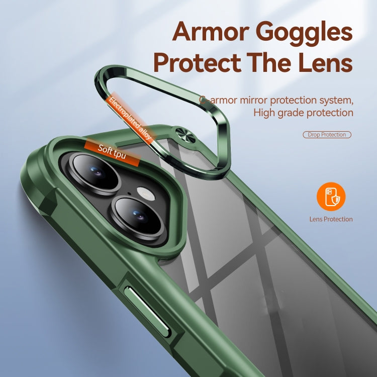 For iPhone 16 TPU + PC Lens Protection Phone Case(Green) - iPhone 16 Cases by buy2fix | Online Shopping UK | buy2fix