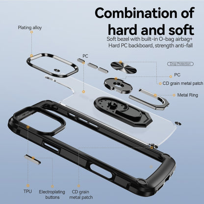 For iPhone 16 Pro Max TPU + PC Lens Protection Phone Case with Ring Holder(Black) - iPhone 16 Pro Max Cases by buy2fix | Online Shopping UK | buy2fix