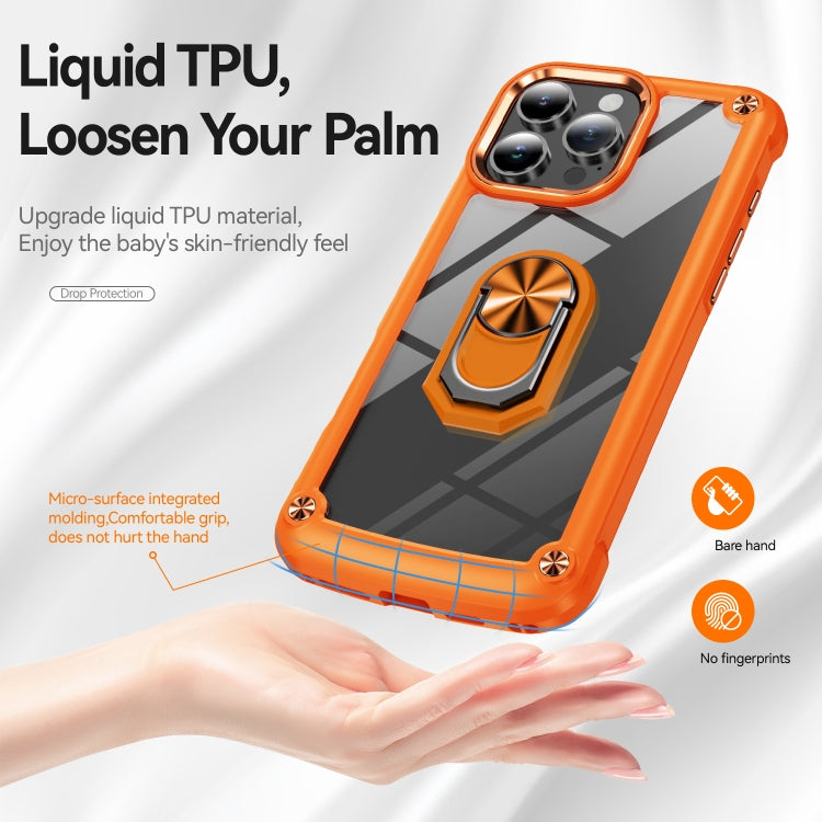 For iPhone 16 Pro Max TPU + PC Lens Protection Phone Case with Ring Holder(Orange) - iPhone 16 Pro Max Cases by buy2fix | Online Shopping UK | buy2fix