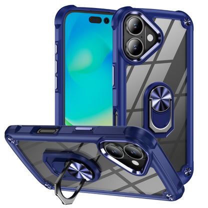 For iPhone 16 Plus TPU + PC Lens Protection Phone Case with Ring Holder(Blue) - iPhone 16 Plus Cases by buy2fix | Online Shopping UK | buy2fix