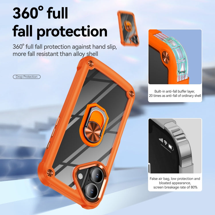 For iPhone 16 Plus TPU + PC Lens Protection Phone Case with Ring Holder(Orange) - iPhone 16 Plus Cases by buy2fix | Online Shopping UK | buy2fix