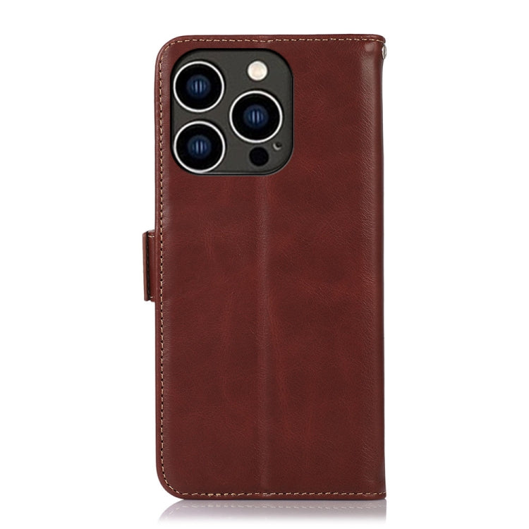 For iPhone 16 Pro Max Crazy Horse Top Layer Cowhide Leather Phone Case(Brown) - iPhone 16 Pro Max Cases by buy2fix | Online Shopping UK | buy2fix