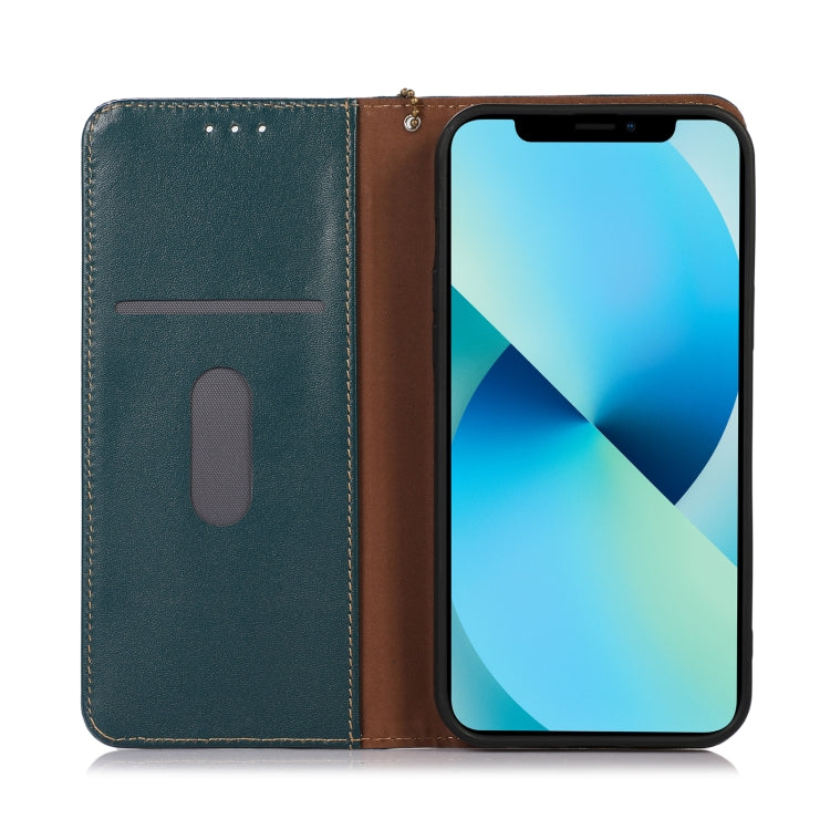 For iPhone 16 Plus KHAZNEH Nappa Top Layer Cowhide Leather Phone Case(Green) - iPhone 16 Plus Cases by buy2fix | Online Shopping UK | buy2fix