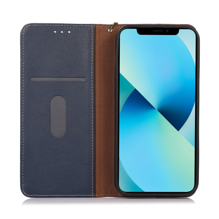 For iPhone 16 KHAZNEH Nappa Top Layer Cowhide Leather Phone Case(Blue) - iPhone 16 Cases by buy2fix | Online Shopping UK | buy2fix