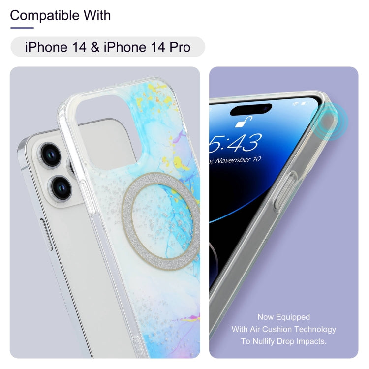 For iPhone 15 Pro Max Dual-side IMD Marble Magsafe Phone Case(Dark Blue) - iPhone 15 Pro Max Cases by buy2fix | Online Shopping UK | buy2fix