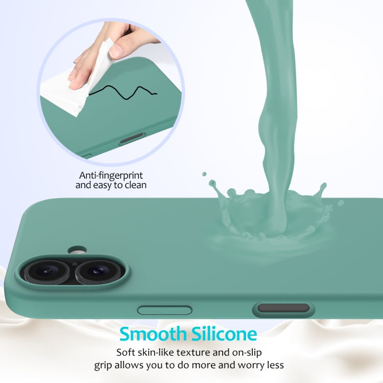 For iPhone 16 Plus Solid Color Silicone Phone Case(Pine Needle Green) - More iPhone Cases by buy2fix | Online Shopping UK | buy2fix