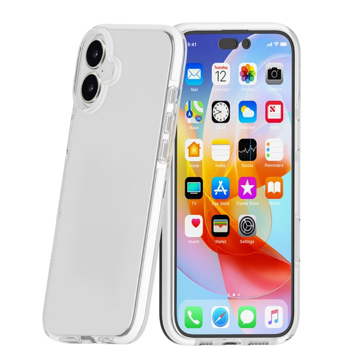 For iPhone 16 Two-color Shockproof High Transparency TPU Phone Case(White) - iPhone 16 Cases by buy2fix | Online Shopping UK | buy2fix