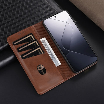 For Xiaomi 14 Pro AZNS Magnetic Calf Texture Flip Leather Phone Case(Dark Brown) - 14 Pro Cases by AZNS | Online Shopping UK | buy2fix