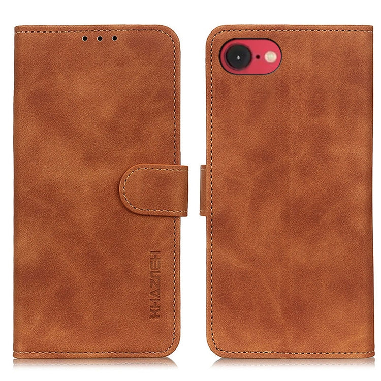 For iPhone SE 2024 KHAZNEH Retro Texture Leather Phone Case(Brown) - More iPhone Cases by buy2fix | Online Shopping UK | buy2fix