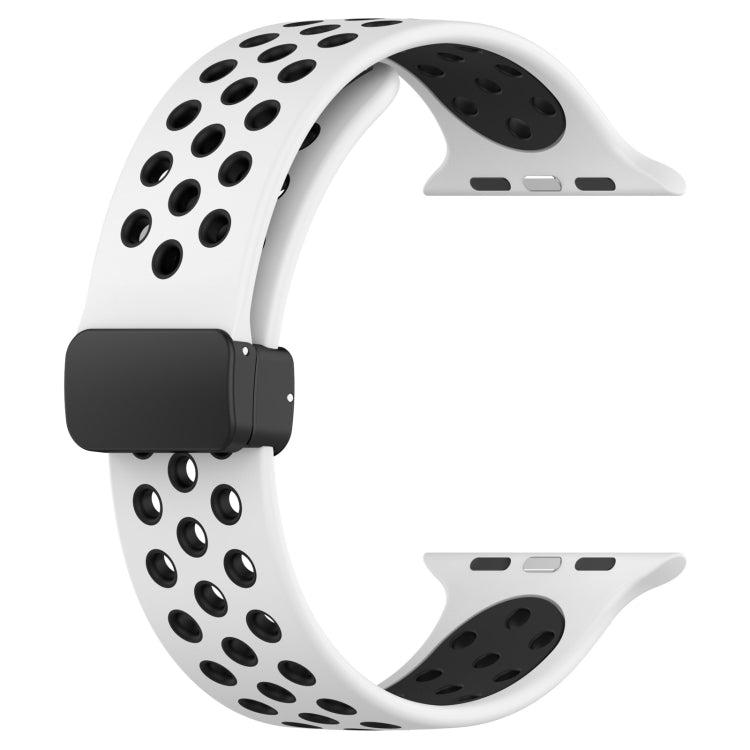 For Apple Watch 6 40mm Magnetic Buckle Silicone Watch Band(White Black) - Watch Bands by buy2fix | Online Shopping UK | buy2fix