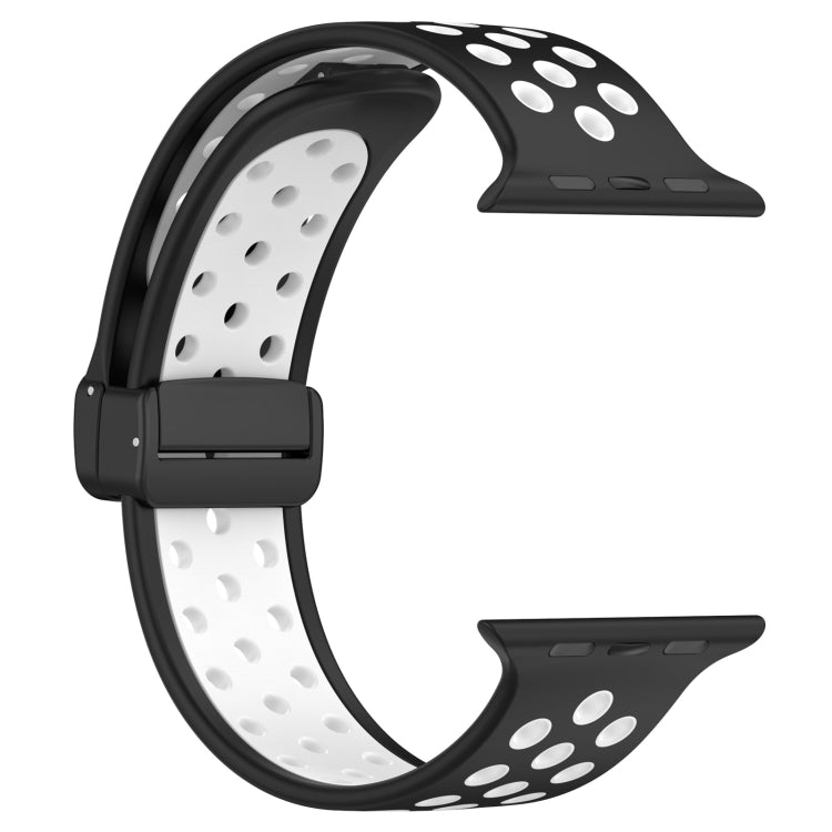 For Apple Watch 2 38mm Magnetic Buckle Silicone Watch Band(Black White) - Watch Bands by buy2fix | Online Shopping UK | buy2fix