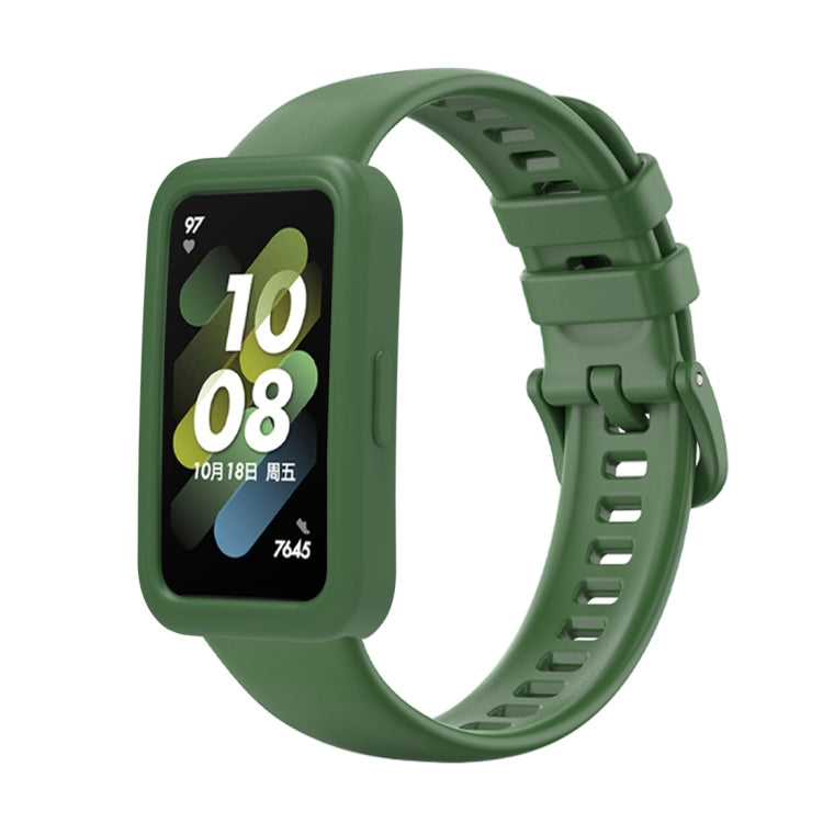 For Huawei Band 8 Silicone Protective Case + Silicone Watch Band Kit(Green) - Watch Bands by buy2fix | Online Shopping UK | buy2fix