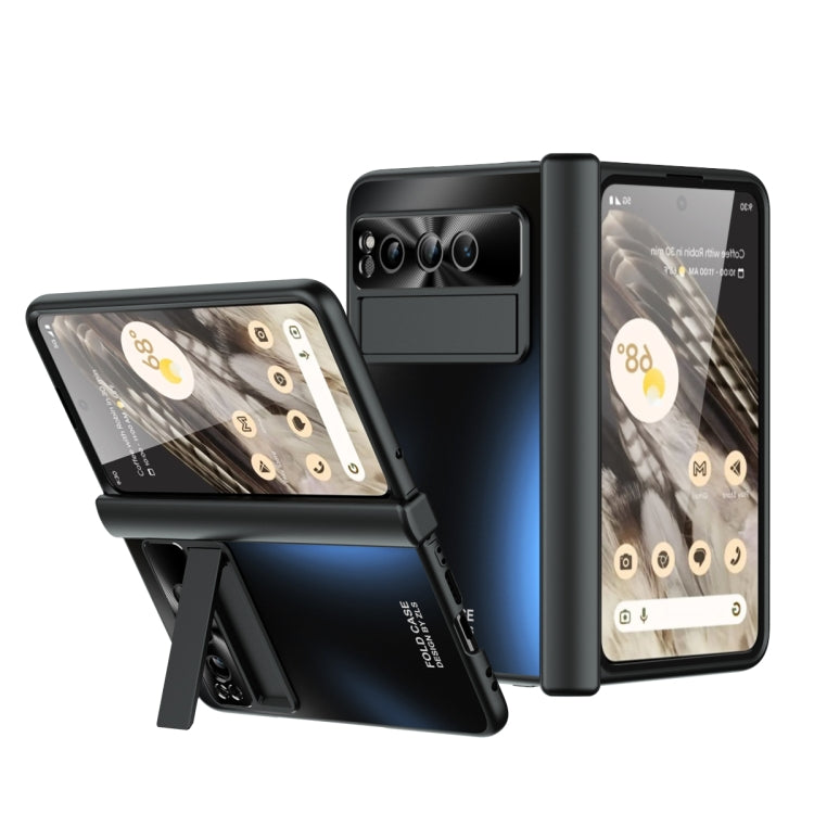 For Google Pixel Fold Integrated Electroplating Folding All-inclusive Phone Case with Pen Slot & Hinge(Black) - Google Cases by buy2fix | Online Shopping UK | buy2fix