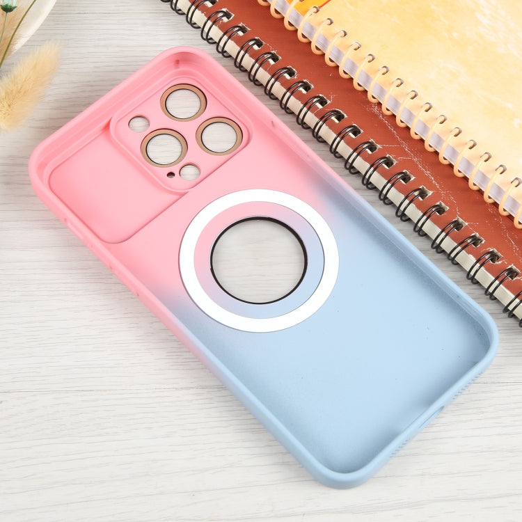 For iPhone 15 Pro Max Gradient Silicone Shockproof Magsafe Phone Case with Lens Film(Pink Blue) - iPhone 15 Pro Max Cases by buy2fix | Online Shopping UK | buy2fix