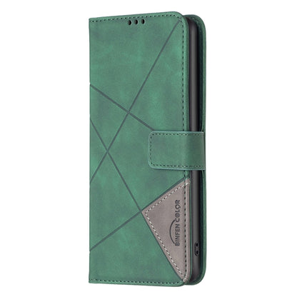 For Motorola Edge 40 Neo Magnetic Buckle Rhombus Texture Leather Phone Case(Green) - Motorola Cases by buy2fix | Online Shopping UK | buy2fix