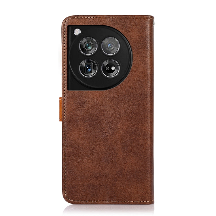 For OnePlus 12 KHAZNEH Dual-color Cowhide Texture Flip Leather Phone Case(Brown) - OnePlus Cases by buy2fix | Online Shopping UK | buy2fix