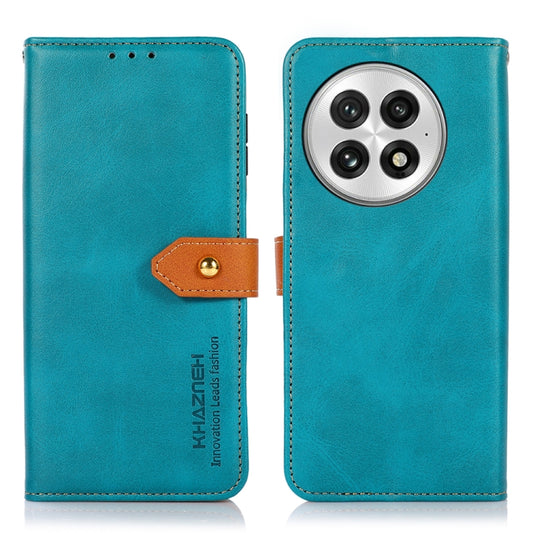 For OnePlus 13 KHAZNEH Dual-color Cowhide Texture Flip Leather Phone Case(Blue) - OnePlus Cases by buy2fix | Online Shopping UK | buy2fix