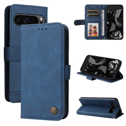 For Google Pixel 9 Pro Skin Feel Life Tree Metal Button Leather Phone Case(Blue) - Google Cases by buy2fix | Online Shopping UK | buy2fix